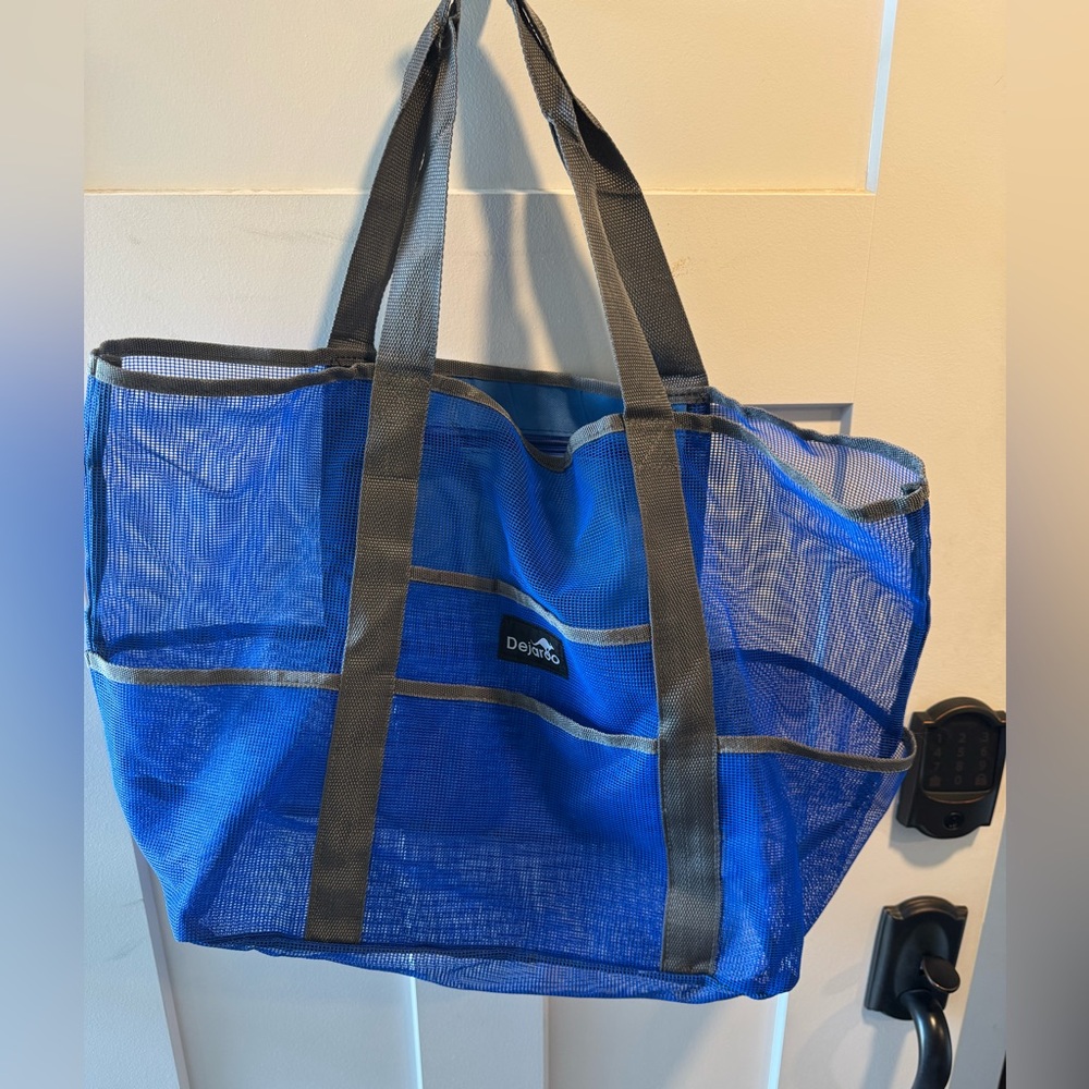 Blue Mesh Beach Tote Bag-Lightweight - Picture 2 of 3